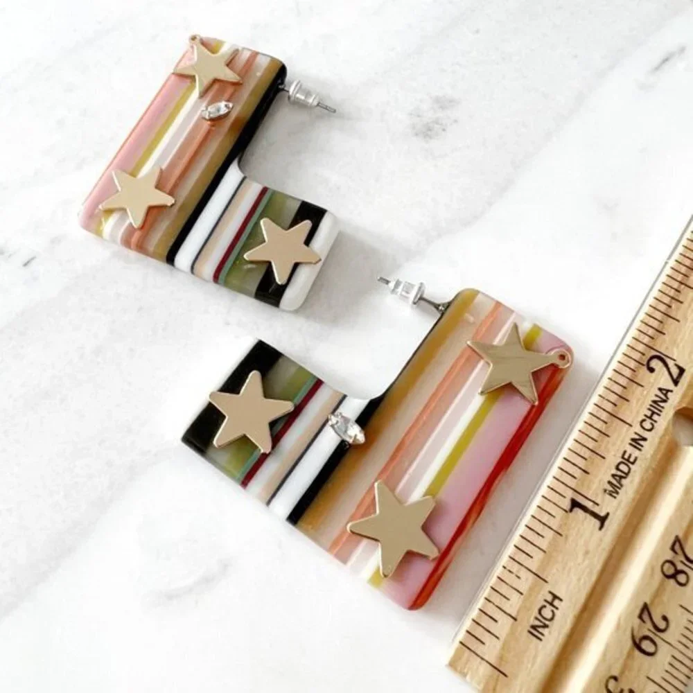 Star Resin Block Earrings